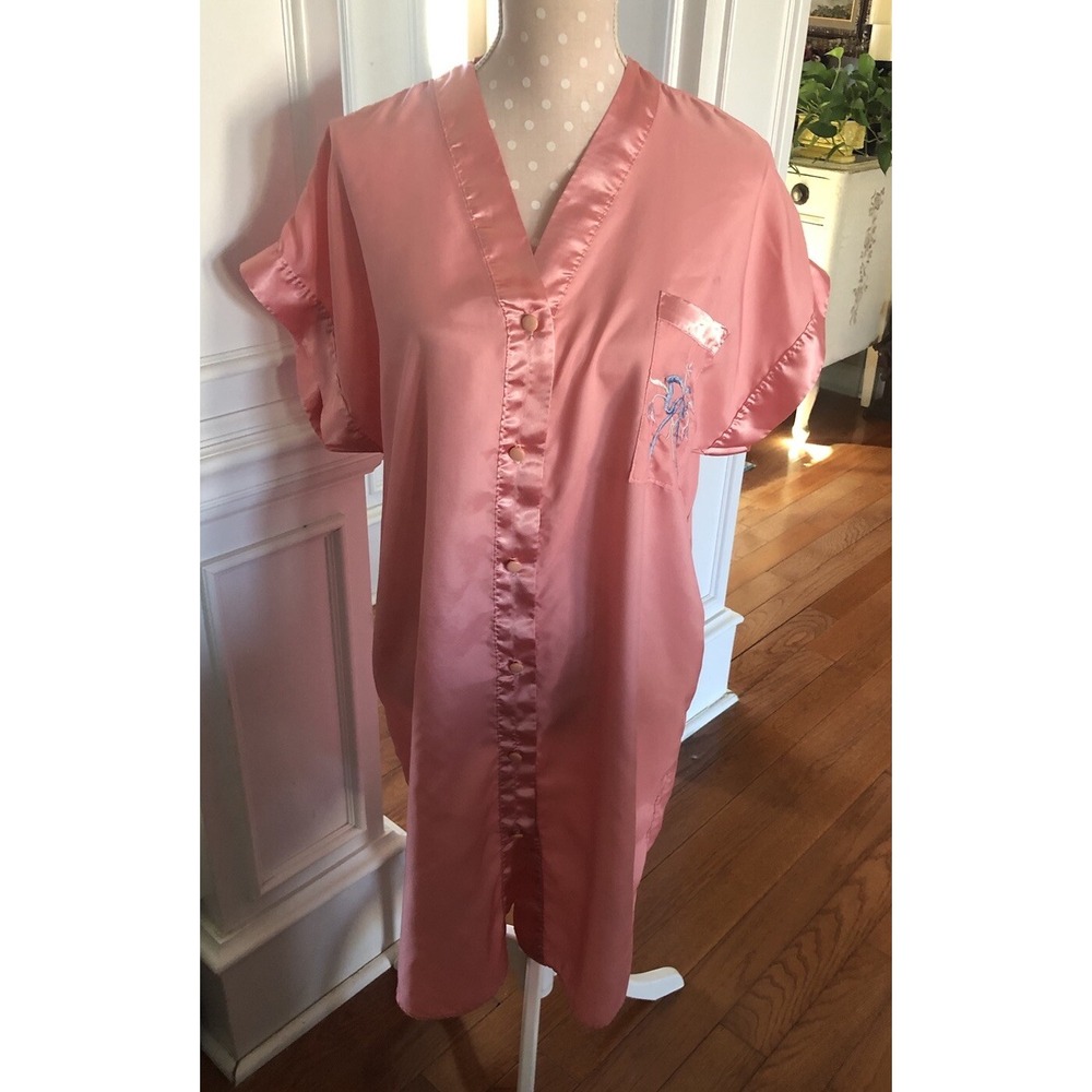 Vintage Natalie Creations Sleep Shirt Gown NIghty  Button Peach Women's Large
